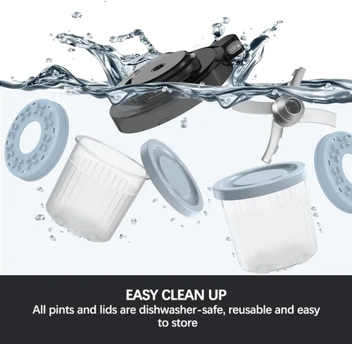 Vista 7 de Contenedores Omnikit de reemplazo para pintas y tapas Ninja Creami - paquete de 4, tazas de 16oz compatibles con máquinas para hacer helados NC301