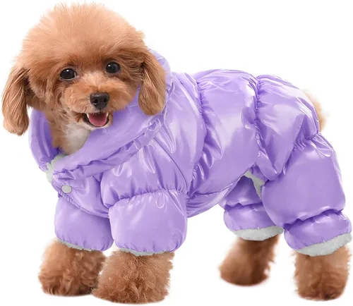 Vista 17 de AOFITEE Abrigo para perro, chaqueta impermeable para perro, abrigo de invierno para perros de cuerpo completo, traje de nieve, chaqueta acolchada a