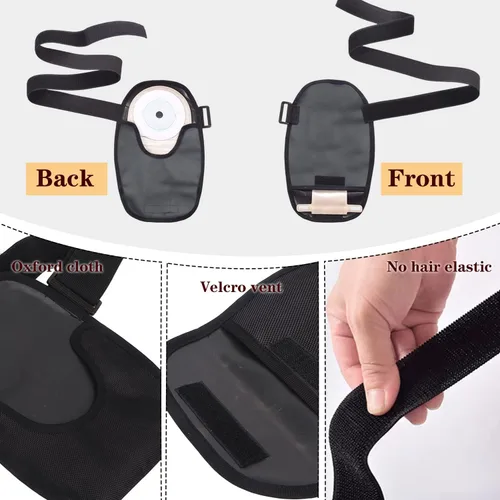 Vista 2 de Paquete de 2 fundas para bolsas de colostomía, fundas impermeables para bolsas de ostomía con cinturón ajustable, portátil, universal, lavable