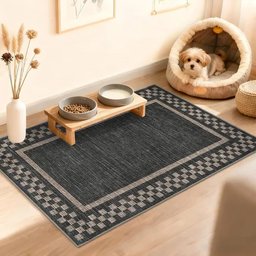 Vista 45 de GarveeHome Alfombra lavable de 5 x 7 pies para sala de estar, alfombra Beige festoneado