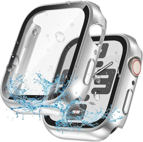 Vista 21 de YIJDACASE - Juego de 2 estuches impermeables para protector de pantalla de Apple Watch Series 10 Series 11 (2025) 46mm con vidrio templado