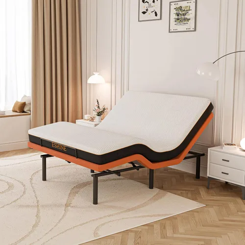 Vista 14 de ESHINE - Base de cama ajustable individual XL con colchón + colchón de espuma viscoelástica de gel de 8 pulgadas (firmeza media), control por