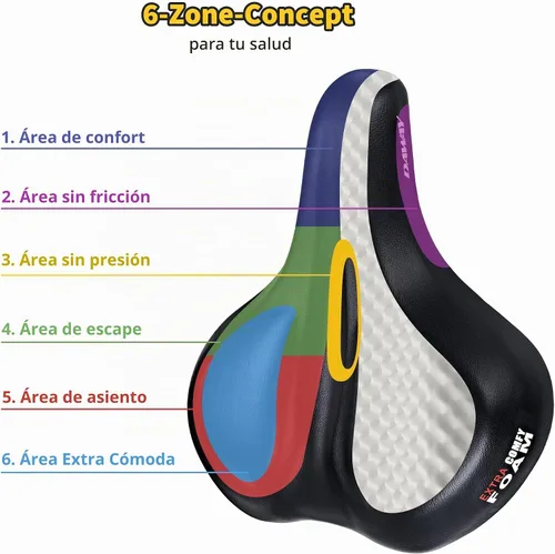 Vista 2 de DAWAY C50 - Asiento de bicicleta cómodo de gran tamaño, repuesto extra ancho con cojín de espuma viscoelástica para hombres y mujeres, cómodo