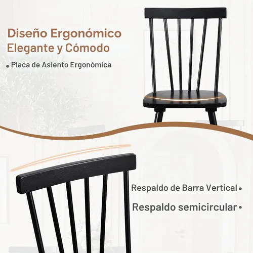 Vista 4 de DUHOME Windsor - Juego de 2 sillas de comedor de madera con respaldo de husillo, sillas de cocina de madera para el hogar, cocina, sala de estar