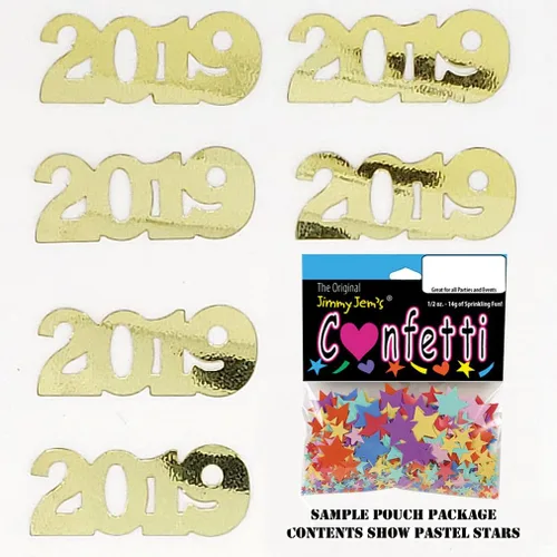 Vista 3 de Confeti Año 2019 Oro - Paquete al por menor #7262 QS0 Dorado