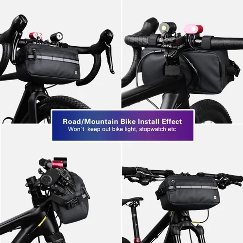Vista 7 de Rhinowalk Bolsa de Bicicleta Impermeable, Bolsa de Manillar de Bicicleta, Bolsa de Cesta Frontal de Bicicleta, Bolsa de Hombro, Bolsa de Cintura