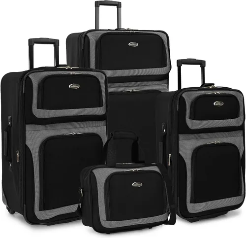 Vista 10 de U.S. Traveler New Yorker - Equipaje ligero expandible con ruedas, color negro, juego de 3 piezas