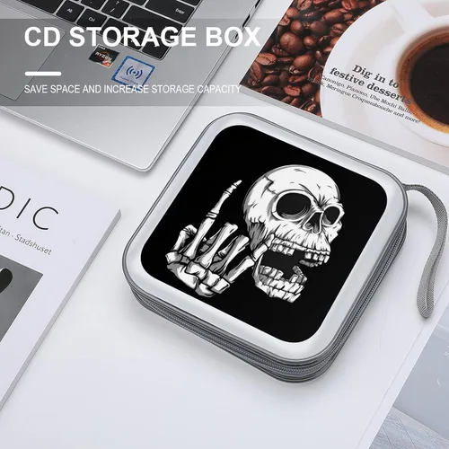 Vista 6 de Rock 'N Roll Skull - Funda de plástico para CD, bolsa organizadora de almacenamiento para auto y hogar