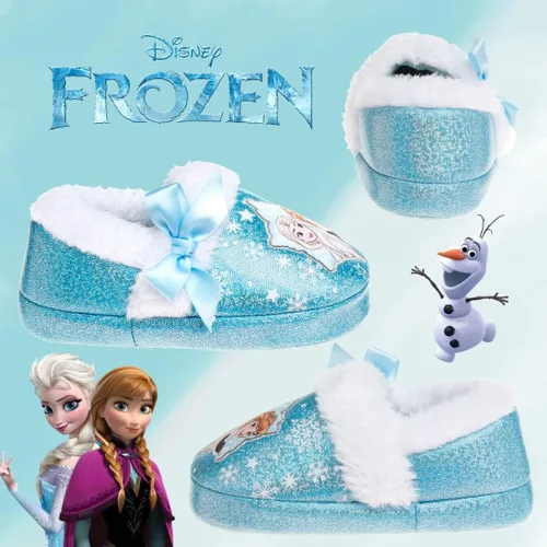 Vista 4 de Disney Frozen Elsa and Anna Girls Slippers - Plush Non-Slip Comfy Fluffy Lightweight Warm Comfort Soft Aline Indoor House Slippers