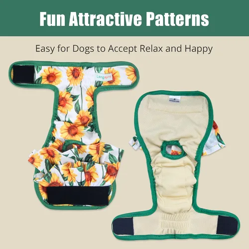 Vista 5 de Langsprit Pañales lavables para perras (paquete de 3) – Pañales reutilizables para perras – Pañales para perras altamente absorbentes para perros