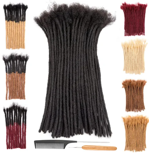Vista 17 de DAIXI 0.2cm y 0.4cm y 0.6cm y 0.8cm de grosor 4-18 pulgadas 10 hebras extensiones de rastas de cabello humano 100% real para hombres/mujeres