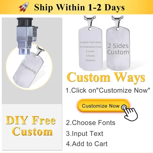 Vista 4 de Supcare Collar personalizado con etiqueta de perro con texto o foto para hombre, colgante de foto conmemorativa personalizado para mujeres y hombres