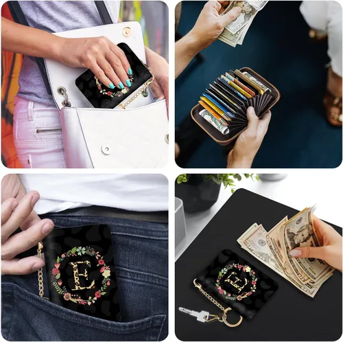 Vista 3 de Cartera delgada para tarjetas de crédito RFID para mujer, mini-cartera pequeña para mujer, carteras para tarjetas para mujer, delgada, cartera