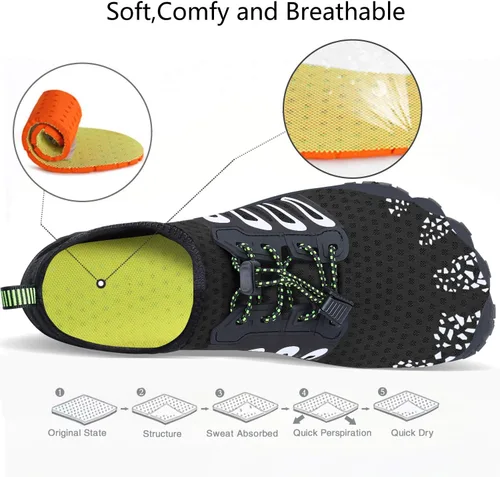Vista 3 de MAYZERO Zapatos de agua para hombres y mujeres, zapatos de surf, playa, piscina, zapatos de punta ancha, senderismo, zapatos de agua, zapatillas