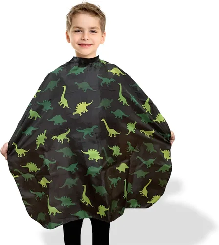 Vista 9 de Capa de peluquería para niños para cortar el pelo en casa, salón o peluquería, capa de corte de pelo para niños y niños pequeños, cuello ajustable