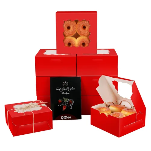 Vista 19 de qiqee Cajas de galletas negras con ventana, 36 paquetes de 6 x 6 x 3, caja de pastelería negra para recuerdos de boda, cumpleaños y fiesta