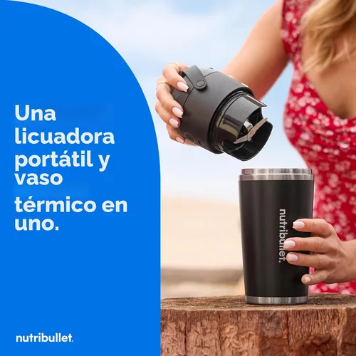 Vista 2 de nutribullet Batidora portátil abatible con vaso aislante, inalámbrico, negro, NBPB50350AK