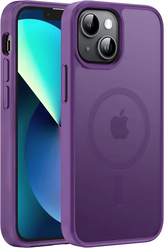Vista 8 de Hualele - Funda magnética para iPhone 13 Pro, compatible con MagSafe, grado militar, a prueba de caídas, translúcida mate, parte trasera dura, borde