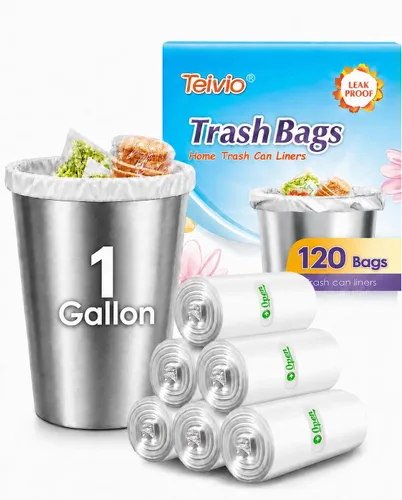 Vista 25 de Teivio, bolsas de basura medianas de 5 galones, 80 unidades, bolsas de basura para baño, bolsas de plástico para el hogar, oficina, cocina