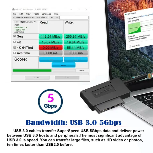 Vista 4 de cablecc USB 3.0 a 7+6 13pin Slimline Sata adaptador cable para portátil Cd DVD ROM unidad óptica