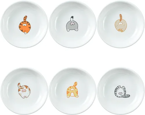 Vista 12 de SOCOSY Platos de cerámica de animales de dibujos animados súper lindos, platos de condimentos, cuencos de sushi y soja, platos de aperitivo, platos