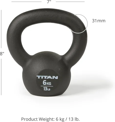 Vista 6 de Titan Fitness Pesa rusa de hierro fundido, fundición de una sola pieza, marcas KG y LB, entrenamiento de cuerpo completo