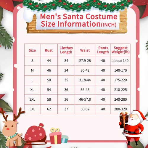 Vista 4 de Aotiooy Disfraz de Papá Noel, 10 piezas, traje de Papá Noel, para adultos, para hombres y mujeres, disfraz de Papá Noel para fiesta de Navidad