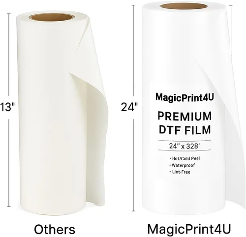 Vista 3 de MagicPrint4U Rollo de película de transferencia DTF de 24 pulgadas x 328 pies, hojas de PET transparentes para impresión directa a película,