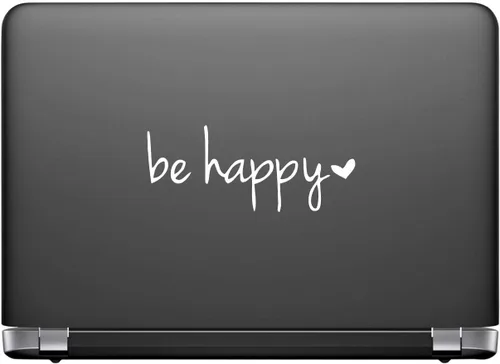 Vista 3 de Be Happy - Calcomanía adhesiva para computadora portátil de 6 pulgadas (Blanco)