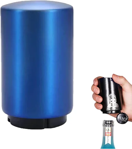 Vista 14 de Regalo del Día del Padre para Papá, abrebotellas YUDANSI Push Down, abridores automáticos de cerveza, removedor de tapas de botella de acero Negro