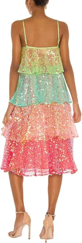 Vista 5 de Domingbub Vestido corto de verano para mujer, sin mangas, espalda descubierta, con tirantes delgados, escalonadas, falda de club