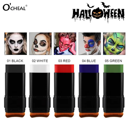 Vista 9 de O'CHEAL Pintura facial y corporal en barra, maquillaje de disfraz de 02# blanco