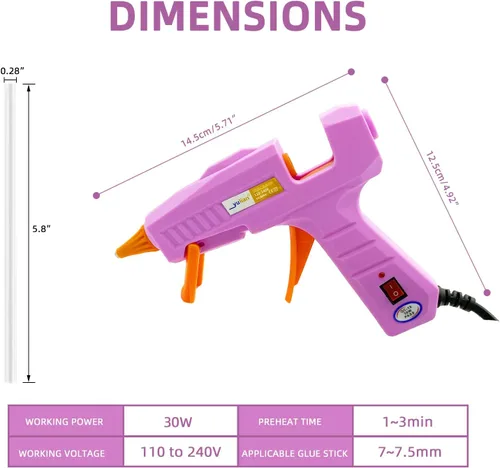 Vista 2 de Liumai Kit de pistola de pegamento caliente con 30 barras de pegamento, mini pistola de pegamento termofusible con estuche de transporte