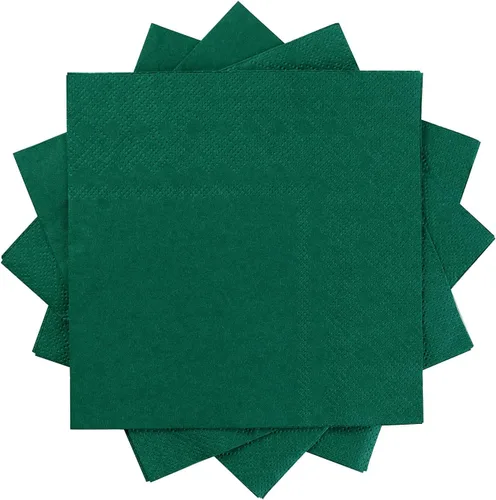 Vista 6 de 100 paquetes de servilletas de cóctel de 2 capas, servilletas de postre plegadas de 5 x 5 pulgadas, servilletas desechables para cena, boda, Verde