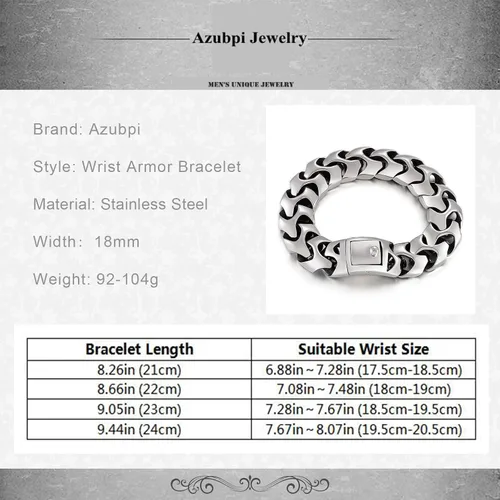 Vista 4 de Pulsera de cadena estilo armadura de muñeca para hombre, joyería punk de acero inoxidable para hombres, plata genial, regalos para hombres 8.26