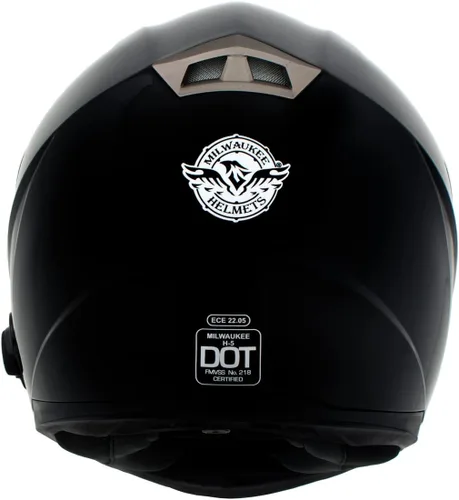 Vista 7 de Milwaukee Helmets H510 Casco de motocicleta de cara completa 'Chit-Chat' negro brillante con intercomunicador, altavoz y micrófono integrados