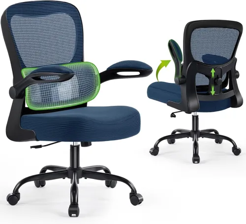 Vista 12 de AreShark Silla de oficina ergonómica, cómoda silla de escritorio con soporte lumbar ajustable, silla de computadora de malla con ruedas