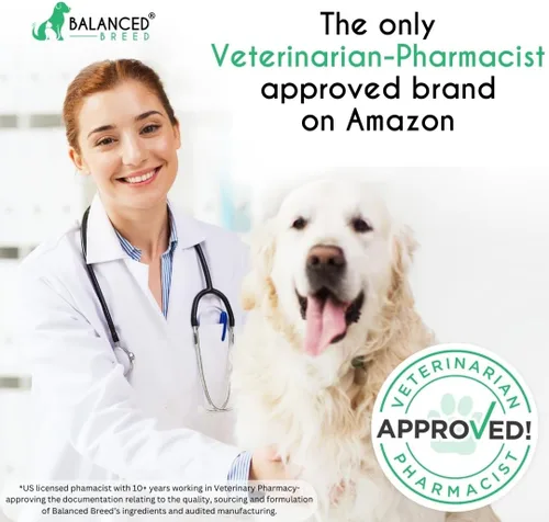 Vista 4 de Balanced Breed Suplementos de vitaminas para perros todo en 1 fabricados en Estados Unidos aprobados por veterinarios y farmacéuticos, probióticos