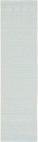 Vista 3 de SAFAVIEH Alfombra lavable para exteriores, colección Courtyard de 2.3 x 6.7 pies, beige y azul aguamarina, no desprende pelusa y es fácil