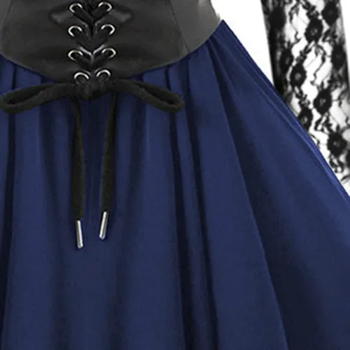 Vista 5 de Vestido de cóctel Swing para Mujer, sin Mangas, Vestido de Encaje con Cuello Halter y corsé ajustado,Vestido gótico