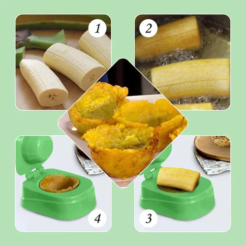 Vista 6 de Molde de plástico para hacer patacones de plátano, para rellenar Tostones, albóndigas, molde para plátano, prensa para armar