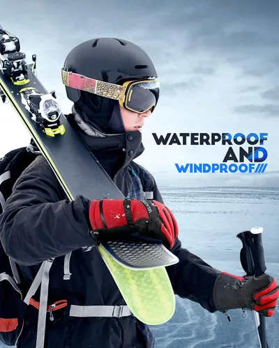 Vista 2 de VELAZZIO Guantes de esquí impermeables y transpirables, guantes de snowboard, 3M Thinsulate aislados cálidos guantes de nieve, para hombres y mujeres