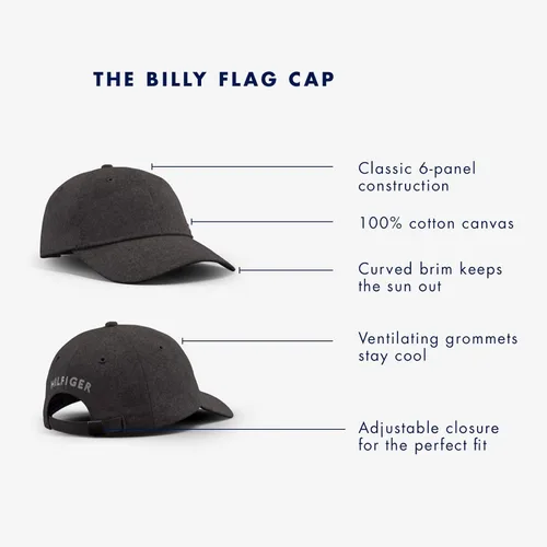 Vista 5 de Tommy Hilfiger Gorra de béisbol de algodón Billy con solapa ajustable para hombre