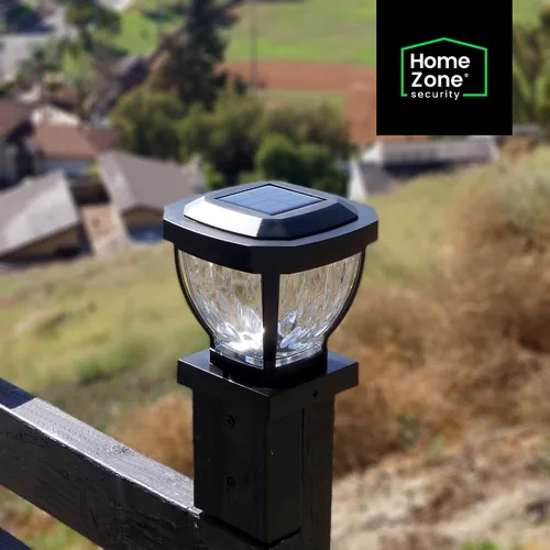 Vista 2 de Home Zone Living 2PK luces solares para tapa de poste, vidrio decorativo Negro