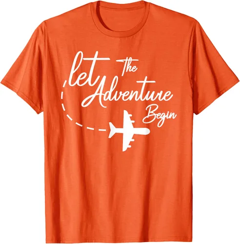 Vista 93 de Let The Adventure Begin - Camiseta inspiradora en modo de viaje en avión, Negro, S