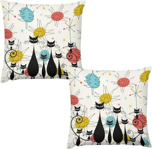 Vista 28 de Juego de 2 fundas de almohada florales retro de los años 70, Groovy Funky Hippie Flor Naranja Estética Boho Fundas de Almohada de 16 x 16 pulgadas