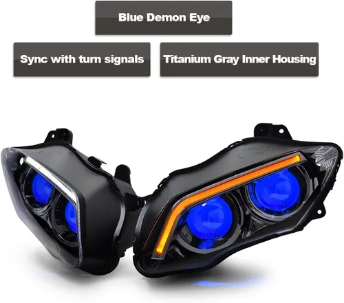 Vista 8 de Faro delantero KT R1 2007-2008, ojo de demonio azul