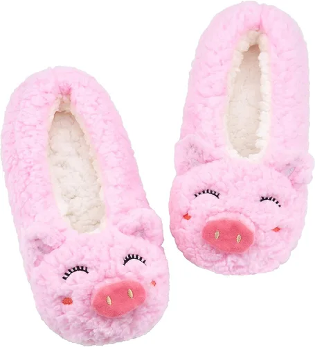Vista 24 de Panda Bros - Pantuflas gruesas y cálidas para mujer con suela antideslizante, zapatos de casa con diseño de personajes, pantuflas novedosas