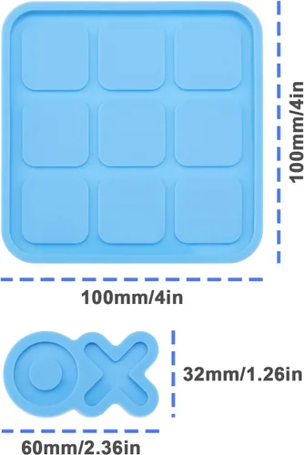 Vista 3 de Juego de mesa de 5 piezas de moldes de silicona para juegos de mesa Tic Tac Toe Moldes de silicona X O Board Moldes de resina epoxi moldes