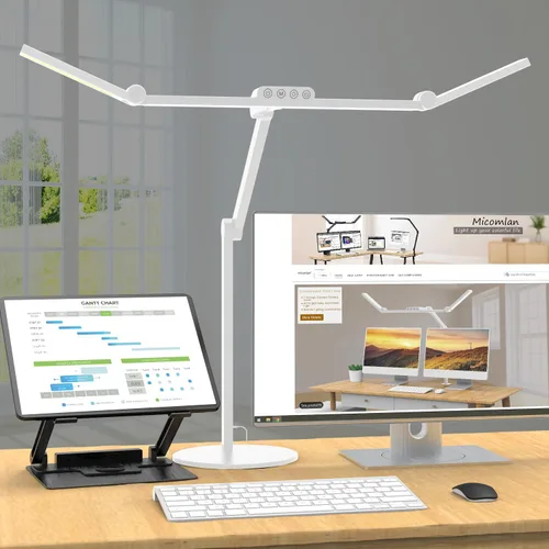 Vista 9 de Micomlan Lámpara de escritorio de arquitecto con control remoto, luz de escritorio LED ajustable para oficina en casa con base, luz de mesa de 24W
